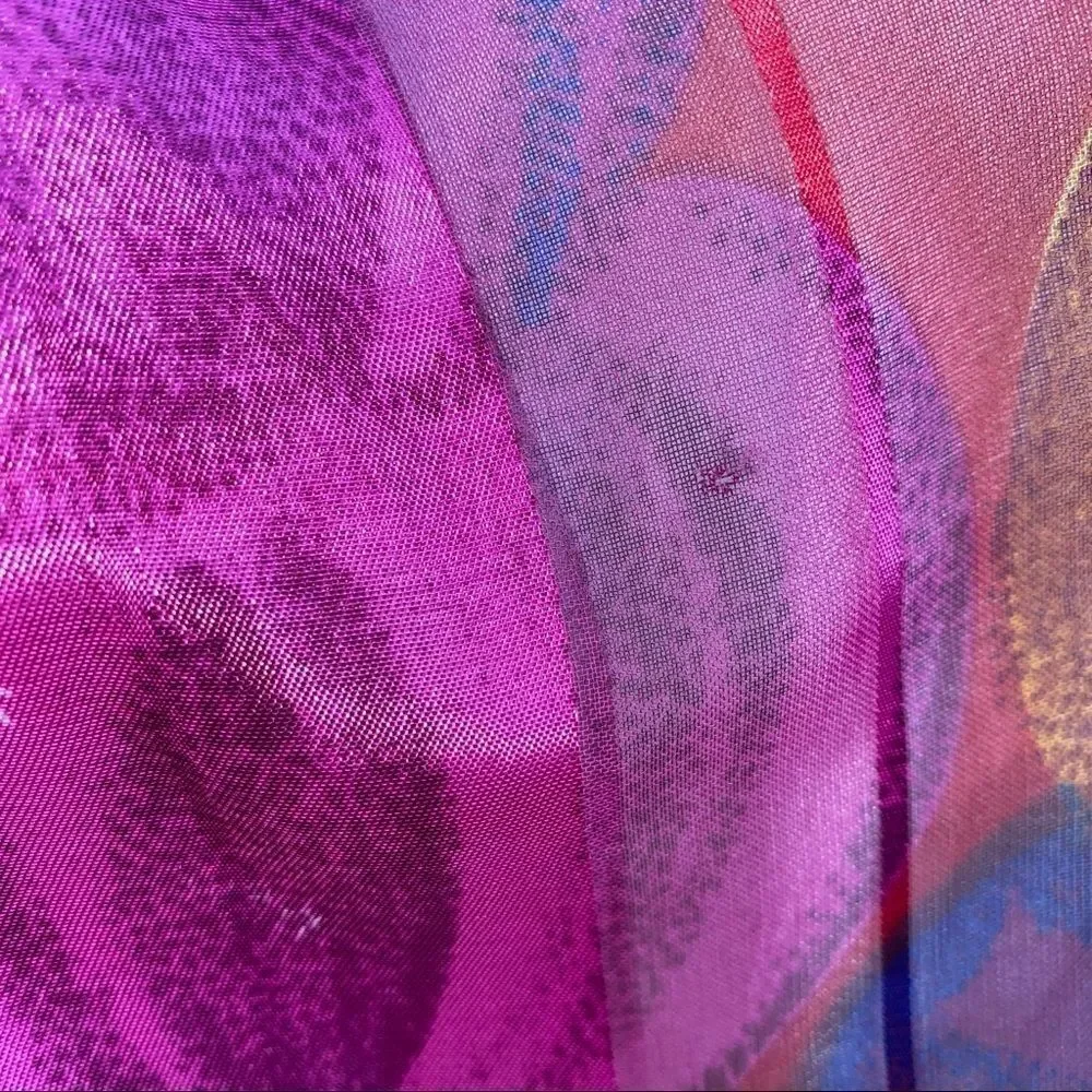 Women’s semi sheer multicolor floral print wrap and tie scarf OS